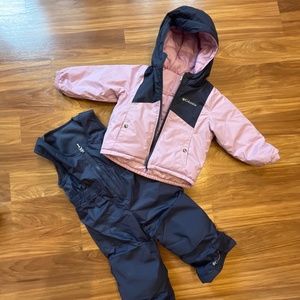 Columbia Kids 2-Piece Puffer Jacket & Snow Bib in Pink and Navy